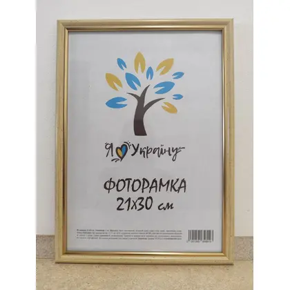 Фоторамка, А4, 21*30 см., багет пластиковый, Светлый дуб с золотой вставкой, (1511-5120)