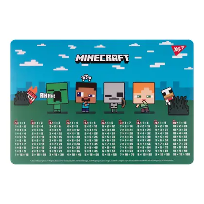 Підкладка настільна YES 29*43 см. таблиця множення, Minecraft. Boom (492261)