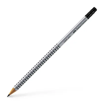 Чернографитный карандаш Faber-Castell GRIP 2001 НB с ластиком, Серый, (117200)