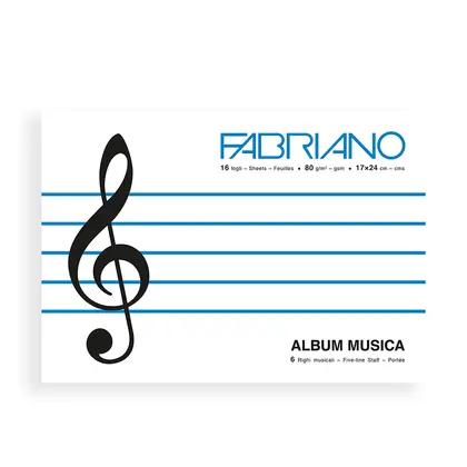 Нотная тетрадь Fabriano MUSICA, 17*24 см., 16 листов, 80 г/м2, (19100379)