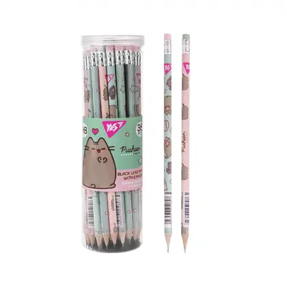 Чорнографітний олівець YES 1 шт., HB з ластиком, Pusheen (280686)