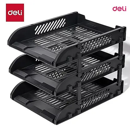 Лоток Deli, 3 отделения, Пластиковый, Черный, (E9217)