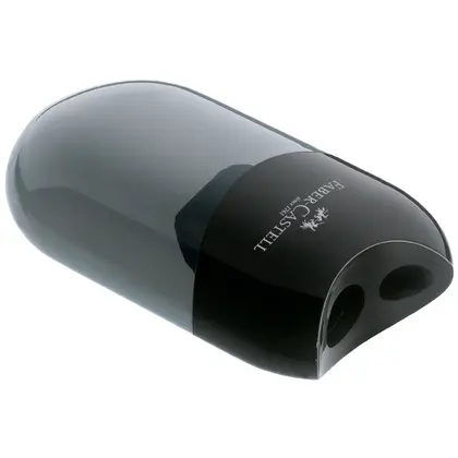 Точилка Faber-Castell 2 отвори з контейнером, Чорна, Kosmo (183500)
