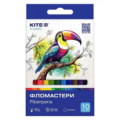 Фломастеры Kite Classic  10 цветов (k-455)