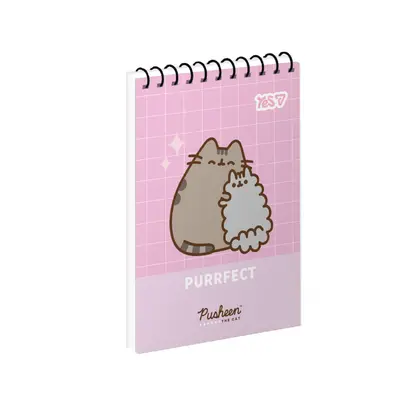 Блокнот YES А7, 80 аркушів на спіралі, клітинка, Pusheen (152507)