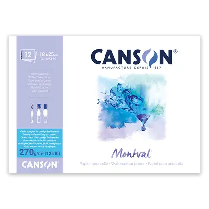 Альбом для акварели Canson Montval Torchon, 18*25 см., 12 листов, 270 г/м2, склейка, ,  (C200807323)