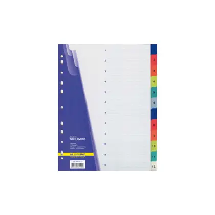 Разделитель Buromax, А4, 1-12, пластиковый, Цветной, (BM.3212)