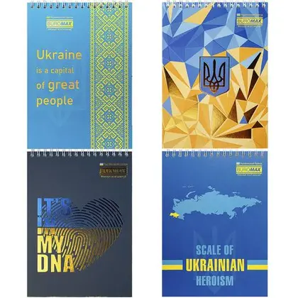 Блокнот Buromax А5, 48 аркушів клітинка, картонна обкладинка, PATRIOT NATIONAL (BM.24545115)