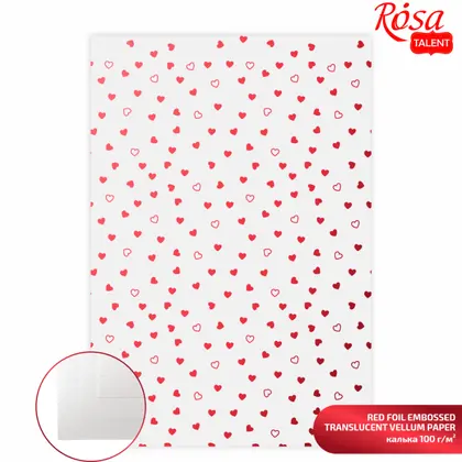Калька для дизайну ROSA Talent А4 100 г/м2, Red Hearts, (5320009)