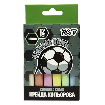 Мел детский YES, 12 шт., Football, Цветной, (400563)
