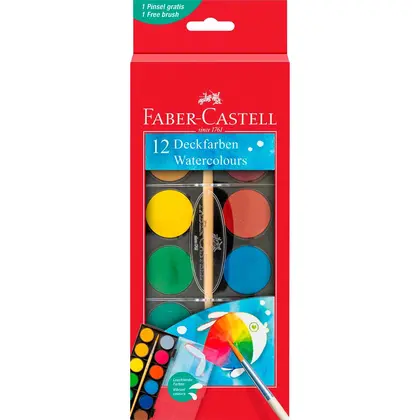 Акварель Faber-Castell в наборі 12 кольорів сухі, (125018)