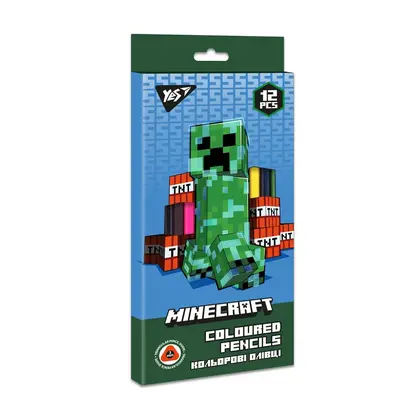 Кольорові олівці в наборі YES 12 кольорів Minecraft (290701)