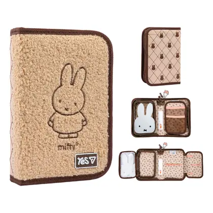 Пенал шкільний YES 1 відділення з прозорою кишенею, Бежевий, Miffy (533750)