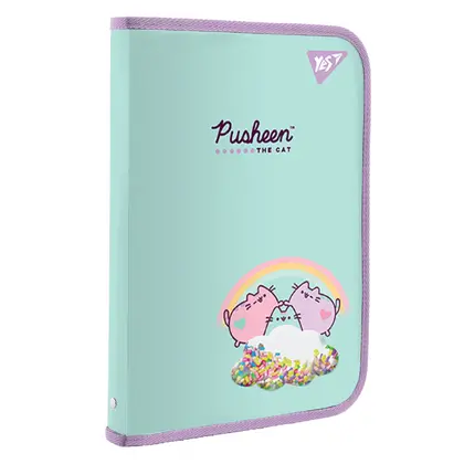 Папка для работы YES, А4, Pusheen, пластиковая, на молнии, (491559)