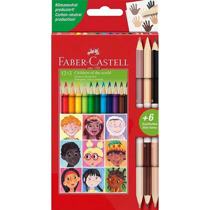 Цветные карандаши в наборе Faber-Castell, 12 цветов, BICOLOR SKINTONES, картонный пенал, (511514)
