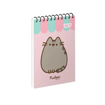 Зошит для записів YES А7, 80 аркушів на спіралі, клітинка, Pusheen (152347)