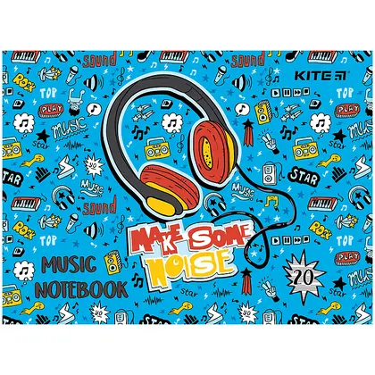 Нотний зошит KITE А5, 20 аркушів Headphones (K24-405)