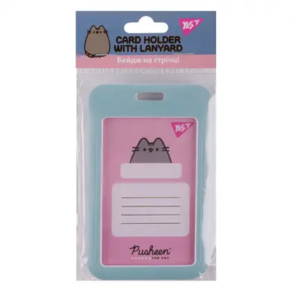 Бейдж YES, 8,5*5,4 см., Pusheen, на ленте, (940310)