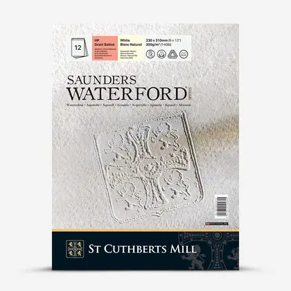 Альбом для акварелі Saunders Waterford 23*31 см., 12 аркушів 300 г/м2, 100% бавовна, Hot Pressed, Білий, (T46230001011C)