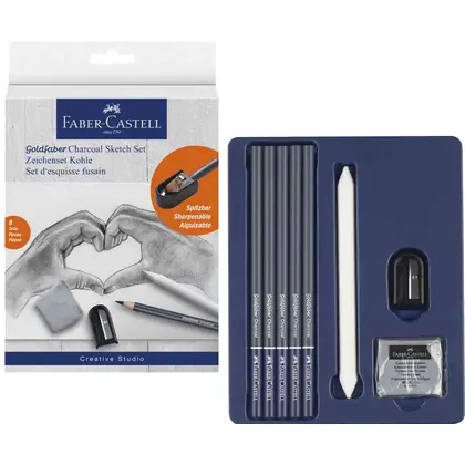 Угольные карандаши в наборе Faber-Castell, 8 предметов, GoldFaber, (114006)