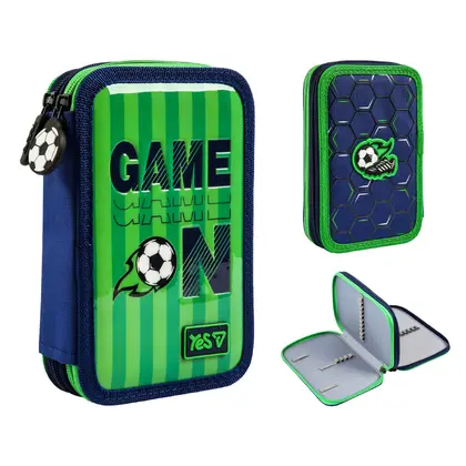 Пенал шкільний YES 2 відділення Синій, Football (533714)