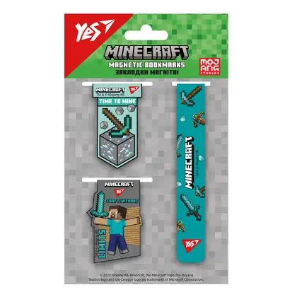Закладки для підручників YES 3 шт. магнітні, Minecraft (708346)