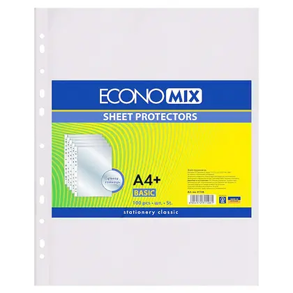 Файли Economix А4+, 100 шт. 30 мкм., Глянсові, BASIC (E31106)