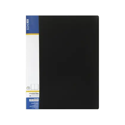 Папка с файлами Economix, А4, 80 файлов, пластиковая, чёрная, (E30608-01)