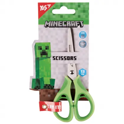 Ножницы детские YES, 13 см., Minecraft, резиновые вставки, (480430)