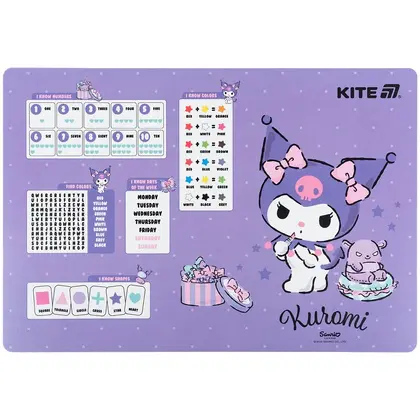 Подкладка настольная KITE, 29*43 см., Kuromi, английский язык, (HK25-207-2)
