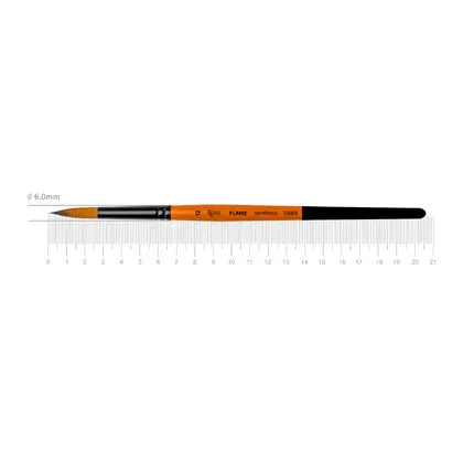 Кисть синтетика ROSA FLAME 1368R круглая, №12, короткая ручка, (1368R12)