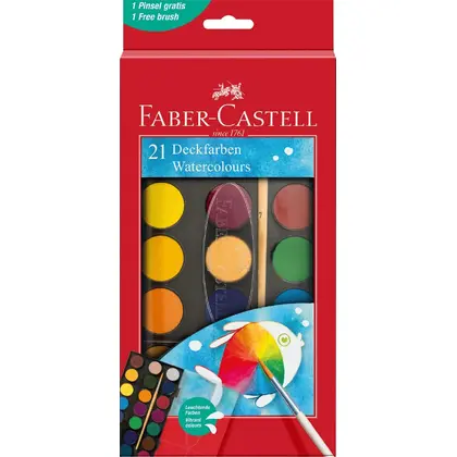 Акварель Faber-Castell в наборі 21 колір сухі, з пензликом, (125027)