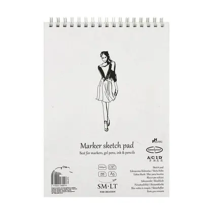 Альбом для маркера Smiltainis, А5, 40 листов, AUTHENTIC, 100 г/м2, на спирали, Белая Бумага, (5MB-40TS)