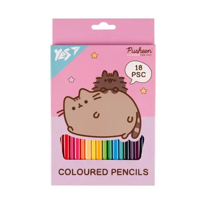 Цветные карандаши в наборе YES, 18 цветов, Pusheen, (290733)