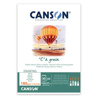 Альбом для графіки Canson C a grain А5, 30 аркушів 180 г/м2, Белый, (C400060609)