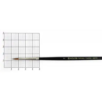 Пензель колонок Kolos Classic круглий №2 коротка ручка, 3007R (4230070R02)