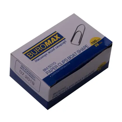 Скрепки Buromax, 28 мм., 100 шт., нікельовані, пьятикутні, (BM.5010)
