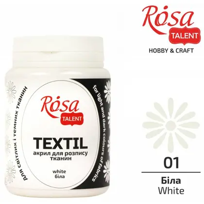 Фарба по тканині Rosa Talent 80 мл. баночка, Біла (01), (26348001)