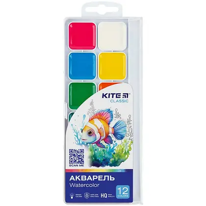 Акварель Kite Classic в наборе  12 цветов (k-061)