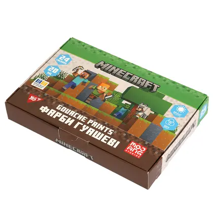 Гуашь YES, 24 цветов по 20 мл., Minecraft, (230409)