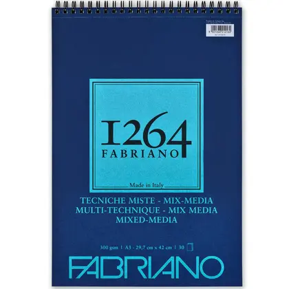 Альбом для акварелі Fabriano 1264 Mix Media А3, 30 аркушів 300 г/м2, на спіралі, Белый, (19100644)