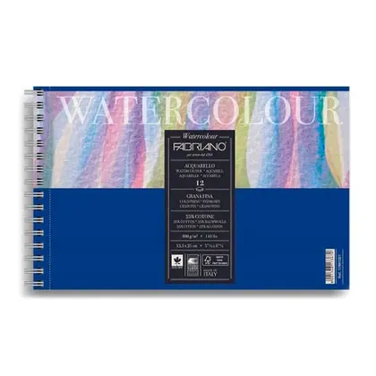 Альбом для акварелі Fabriano Watercolour А4, 12 аркушів 300 г/м2, 25% бавовна, на спіралі, Белый, (17662129)