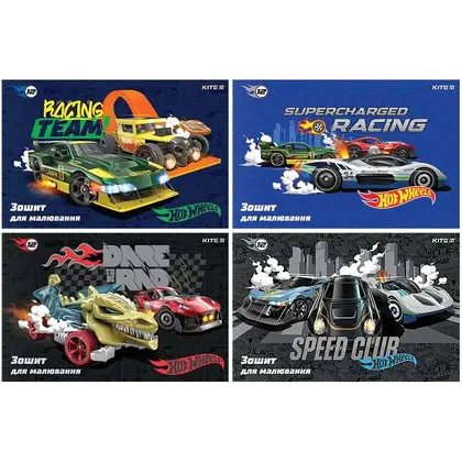 Альбом для малювання KITE А4, 12 аркушів на скобі, Hot Wheels (HW24-241)