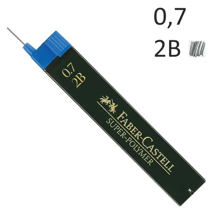 Грифелі для механічного олівця Faber-Castell SUPER-POLYMER 0,7 мм. 2B (120702)