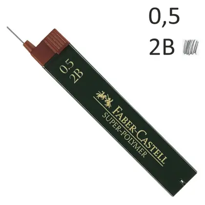 Грифелі для механічного олівця Faber-Castell SUPER-POLYMER 0,5 мм. 2В (120502)