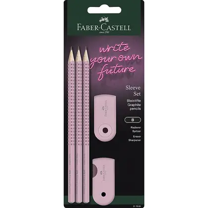 Чернографитный карандаш Faber-Castell GRIP 2001, 3 шт., резинка, точилка, (217084)