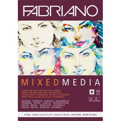 Альбом для графіки та малюнка Fabriano Mixed Media А5, 40 аркушів 250 г/м2, (19100502)