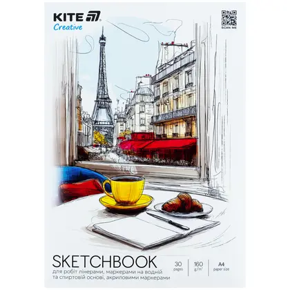 Скетчбук KITE А4, 30 аркушів для маркерів, Creative (K-1281)