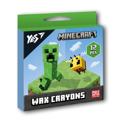 Карандаши восковые Yes, 12 цветов, Minecraft, (590142)