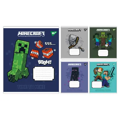 Набір шкільних зошитів YES в упаковці 25 шт. по 18 аркушів лінія, Minecraft Signs (767560 У)
